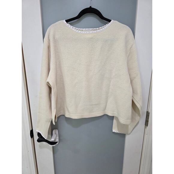 Soft Surroundings Cream Pajama Lounge Sweatshirt Women’s Medium Fuzzy Top - Picture 1 of 9